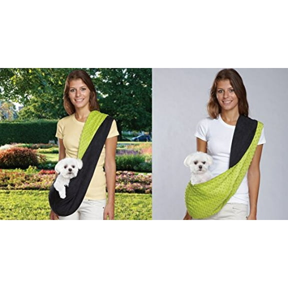 REVERSIBLE SLING DOG CARRIER Pet Carriers Comfort with Style !(One Size - See Description Rev. Sling Black/Green)