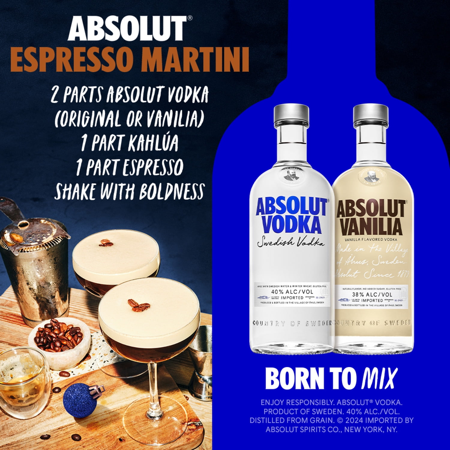 Absolut Original Vodka, 750 ml Bottle, 40% ABV