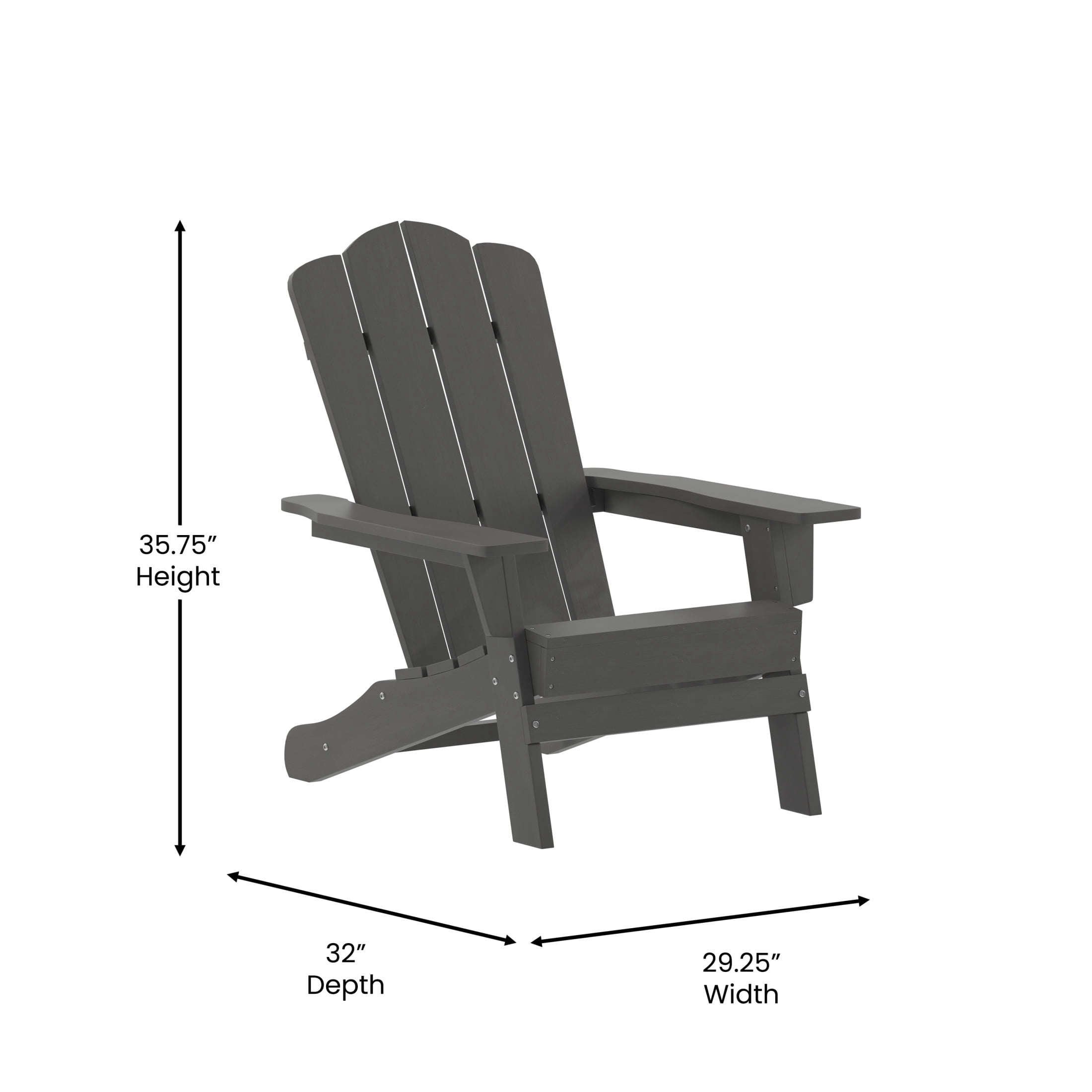 Merrick Lane Adirondack Chair with Cup Holder, Weather Resistant HDPE Adirondack Chair in Gray, Set of 4
