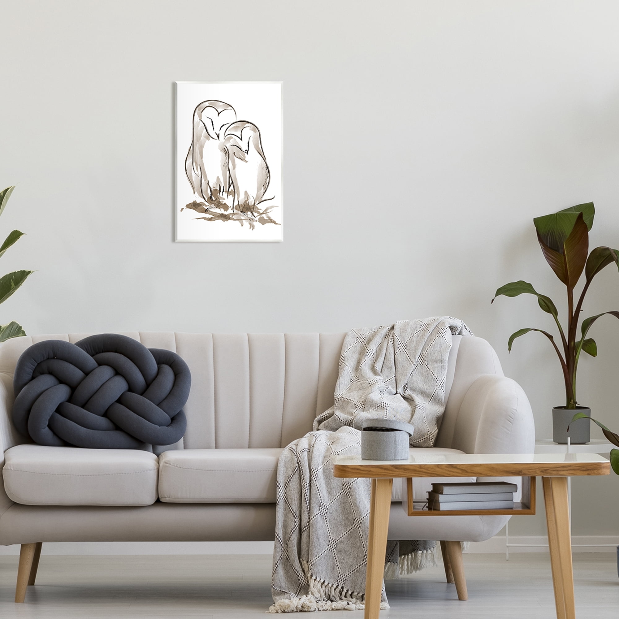 Stupell Industries Cuddling Owls Doodle Drawing Animals & Insects Painting Unframed Art Print Wall Art