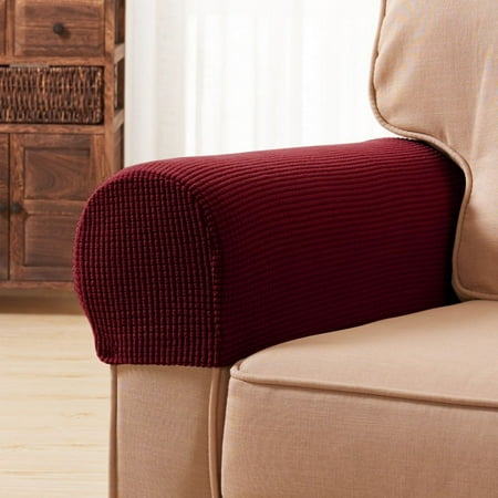 Blue Jeans Futon Cover - Subrtex Spandex Stretch Armrest Covers Set of 2 (Wine)