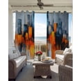 thumbnail image 4 of Blue Burnt Orange Blackout Curtains 54 Inches Long for Bedroom, Modern Oil Painting Geometric Abstract Thermal Insulated Room Darkening Black Out Window Curtain Panels Grommet Drapes for Living Room, 4 of 8