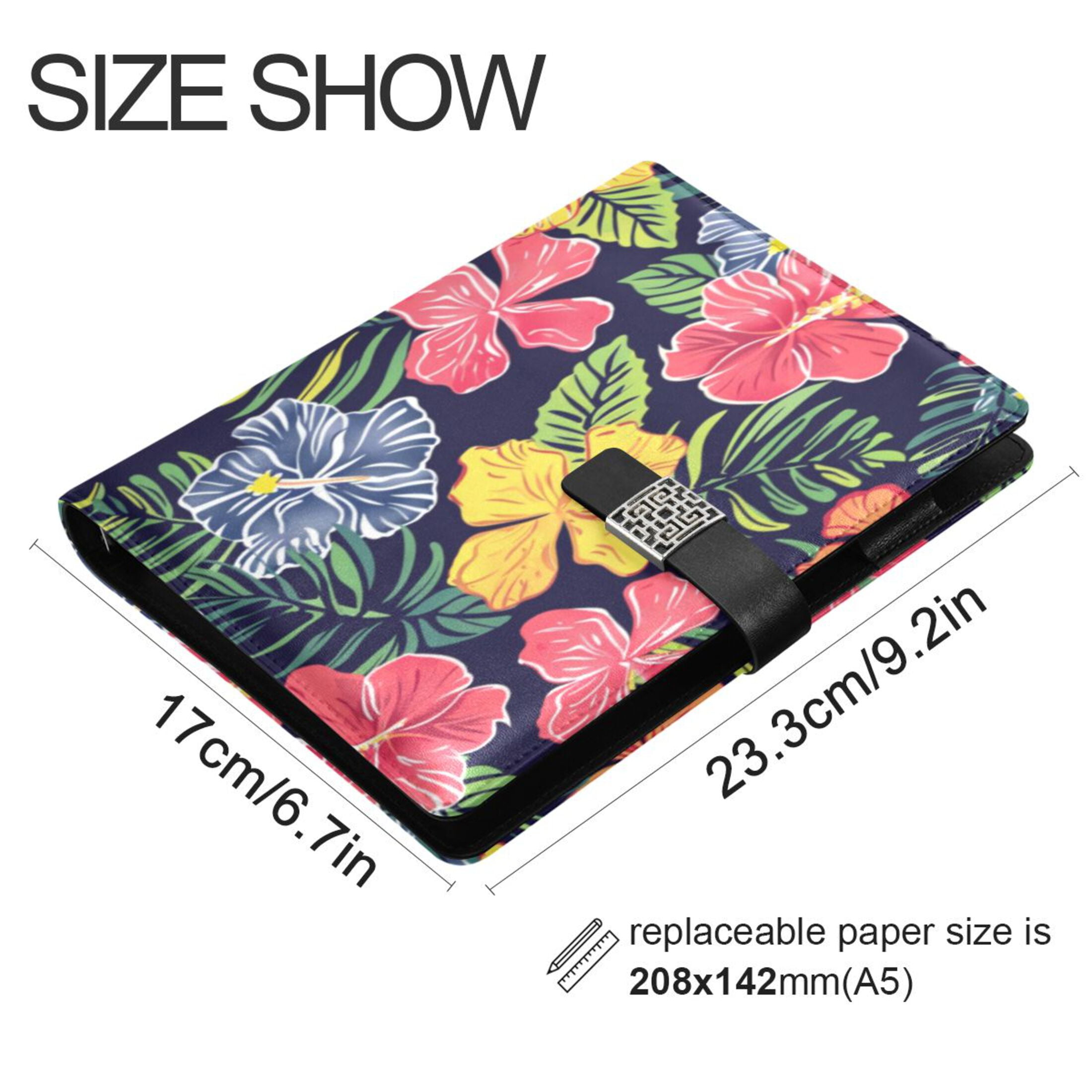 Leather Planner Leather Notebook Notebook Journal Binder Design Pen Pocket Design Convenient for Storage Colored Hawaiian Leaf
