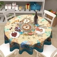 thumbnail image 7 of Summer Beach Tablecloth Round 60 Inch, Shell Coastal Wreath Sea Theme Waterproof Fabric Circular Table Cloth Cover for Home Kitchen Dining Patio Picnic Party Decor, 7 of 7