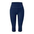 thumbnail image 3 of COBKK Women Pants Clearance Women's Stretch Yoga Leggings Fitness Running Gym Sports Pockets Active Pants Casual High Waist Wide Leg Pants J-171 Navy 2XL, 3 of 3