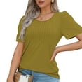thumbnail image 6 of Ashirexll T-shirts, Short Sleeve Tops for Women, Fashion Casual Short Sleeve Loose Round Neck Solid Color Top, 6 of 7