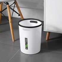 AuroraX Small Office Trash Can Handles Round 1.8 Gallon White Wastebaskets Plastic Minimalist Trash Bin for Dormitory Living Room Bathroom