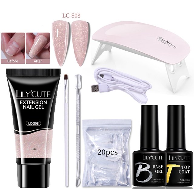 Juego De Esmalte De Gel De Extensión De Uñas LILYCUTE Kit Arte Nude Rosa Transparente Herramienta UV Acrílico Gao Jiahui unisex