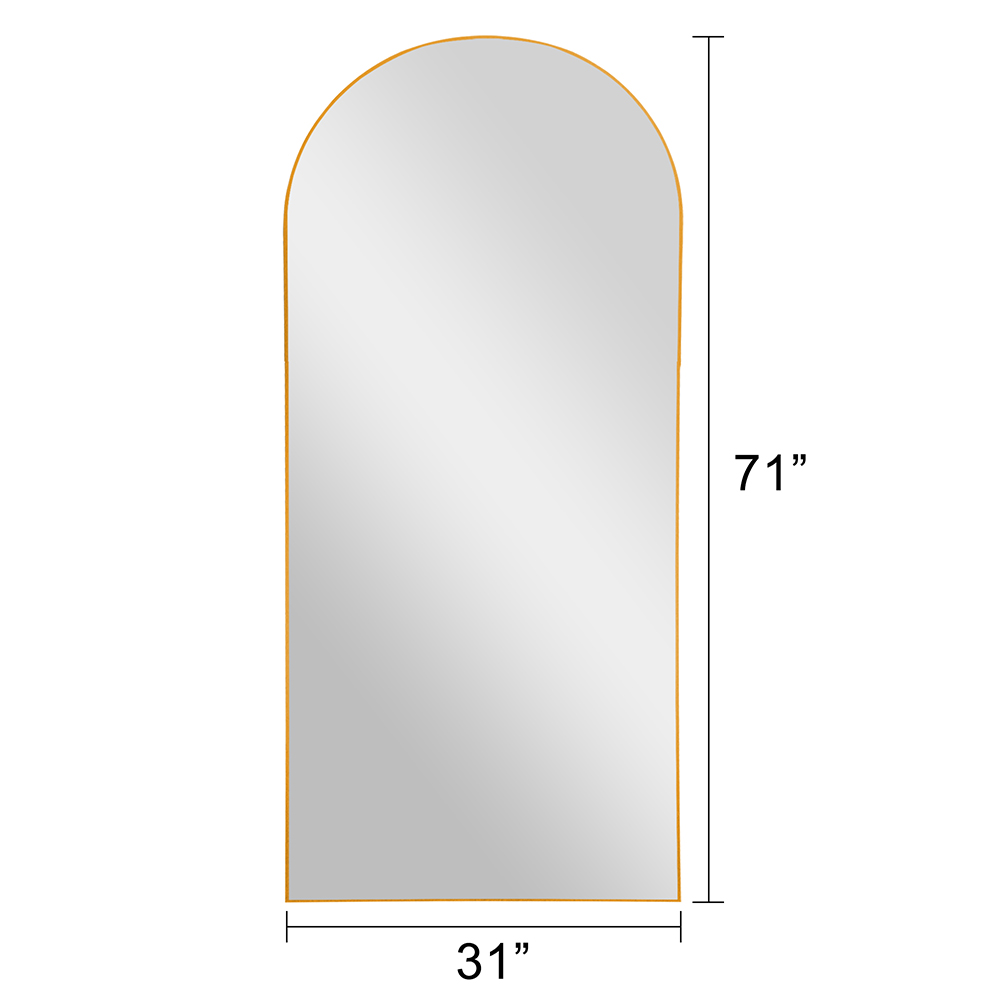 71"x31" Aluminum Alloy Full-length Mirror Arch Decorative Mirror Gold