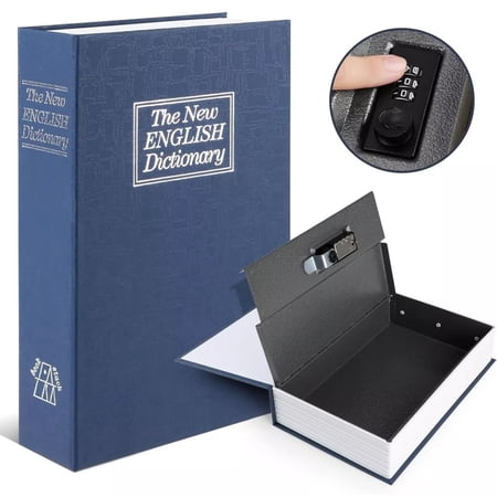 LUVCMFT Diversion Book Safe Storage Box (Size 10.5 x7.9 x2.6 ) With Security Combination Lock Dictionary Secret Hidden Safe Blue