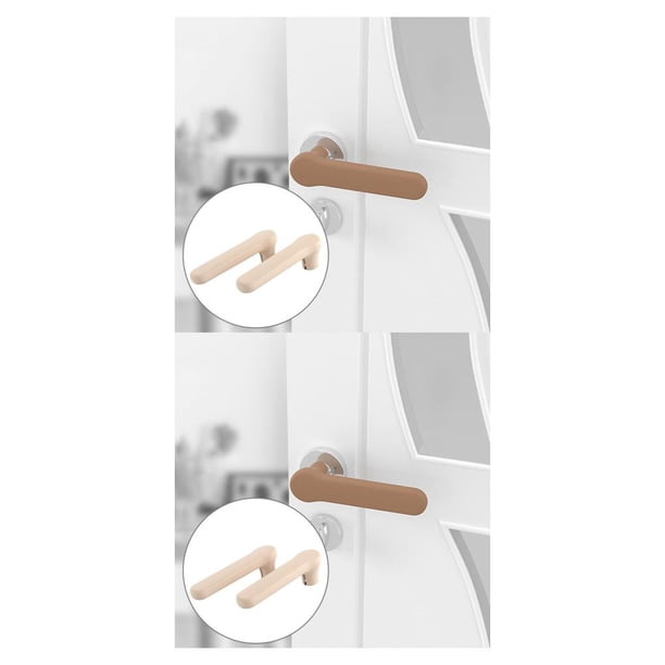 Kenally Protector de manija de puerta de silicona, 2 piezas, fácil de limpiar, cubierta de perilla de puerta Premium, manija de silicona Beige 2Conjunto