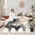 thumbnail image 4 of Manfei Ink Sunset Temple Queen Comforter Set for Girls Women, Bird Landscape Bedding Comforter Set, Black Beige Orange, Black Reversible 3-Piece, 1 Comforter and 2 Pillowcases, 4 of 6