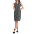 thumbnail image 2 of INSPIRE CHIC Women's Sleeveless Tweed Dress 2025 Summer Office Work V Neck Bodycon Pencil Dresses XL Black, 2 of 5