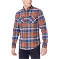 thumbnail image 1 of Original Penguin Mens Plaid Flannel Button Up Shirt, Orange, Small, 1 of 1