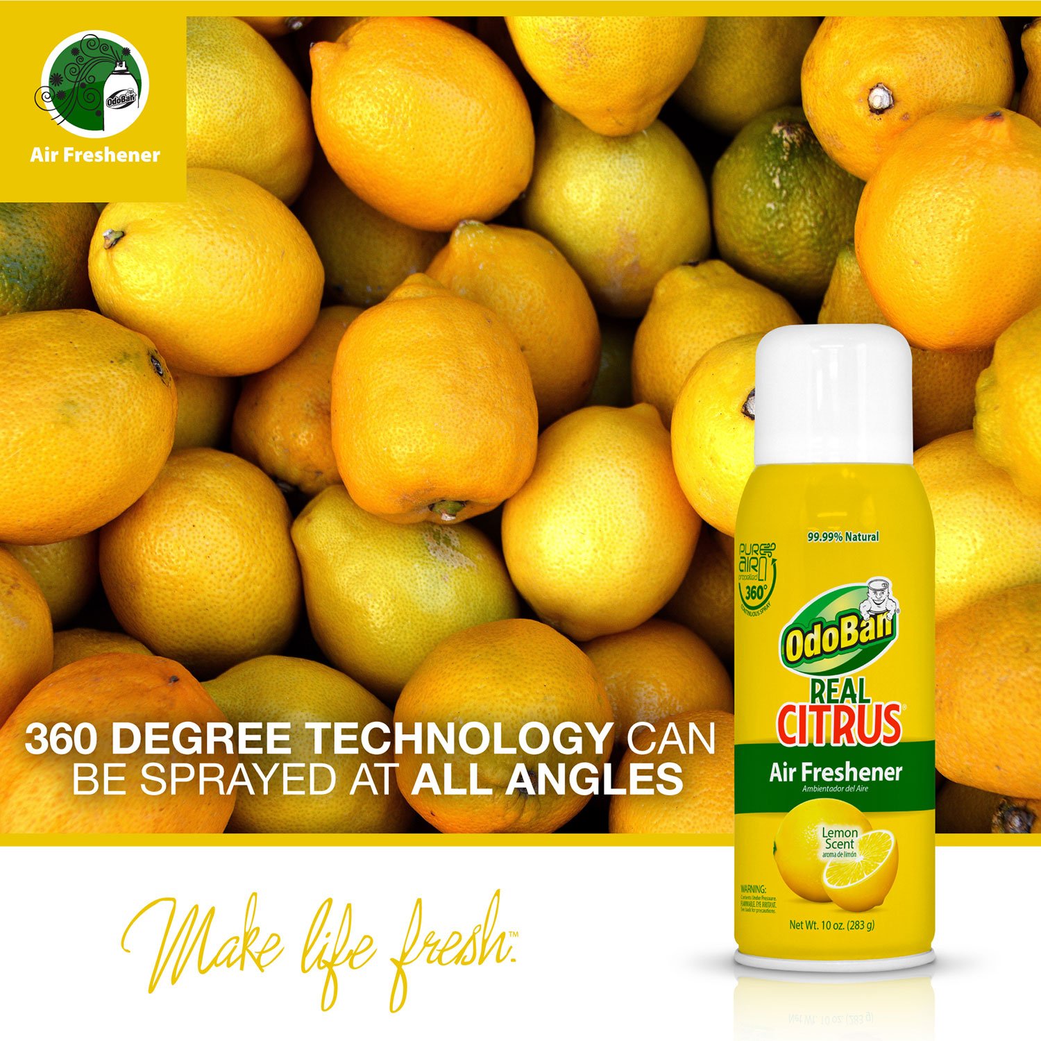 Branded OdoBan Real Citrus Air Freshener, Lemon Scent (10oz., 2pk