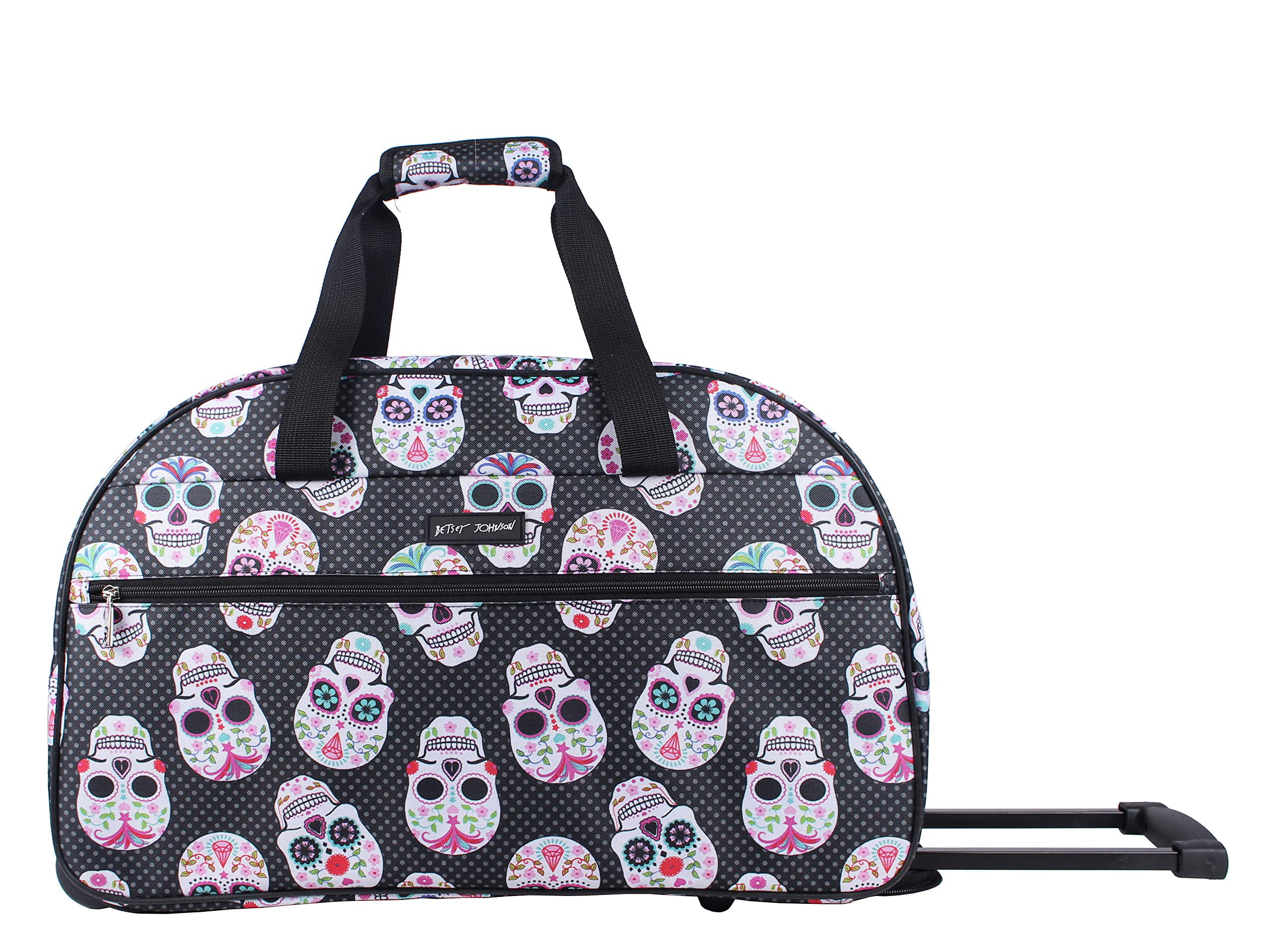 Betsey Johnson Designer Carry On Luggage Collection Lightweight Pattern  22 Inch Duffel Bag- Weekender Overnight Business Travel Suitcase with 2-  Rol