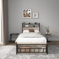 thumbnail image 3 of Twin Bed Frame with Headboard - RGB LED Light & Charging Station, Solid, Noise-Free, No Box Spring Needed, Easy Assembly, 3 of 5