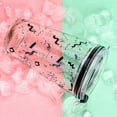 thumbnail image 2 of JINSIJU 450ML Glass Straw Cup with Scale Transparent Graffiti Style Drinking, 2 of 6