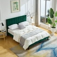 thumbnail image 3 of Queen Platform Bed Frame Green Velvet Upholstered Bed Frame with Vertical Geometric Adjustable Headboard,Wooden Slats Support,No Box Spring Needed,Mattress Foundation,Easy Assembly,Noise Free Design, 3 of 8