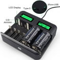 thumbnail image 1 of 8-Slot Battery Charger USB Powered AA/AAA/C/D Rechargeable Battery Charger with LCD Display, 1 of 8
