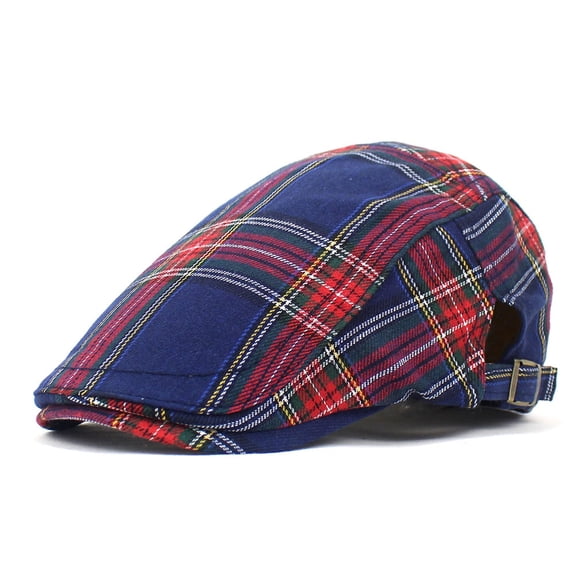 SikaFu Spring New Ladies Breda Hat British Style Retro Grid Cap Cute Casual Hat Cotton Peaked Hat
