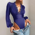 thumbnail image 4 of Autumn Female Bodysuit Solid Color Deep V-neck Long Sleeve Playsuits, 4 of 4