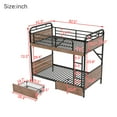 thumbnail image 5 of Twin XL over Twin XL Metal Bunk Bed, Detachable Metal Bunk Bed with LED Light and Charge Station, Twin XL Bunk Bed with Two Storage Drawers, Black, 5 of 9