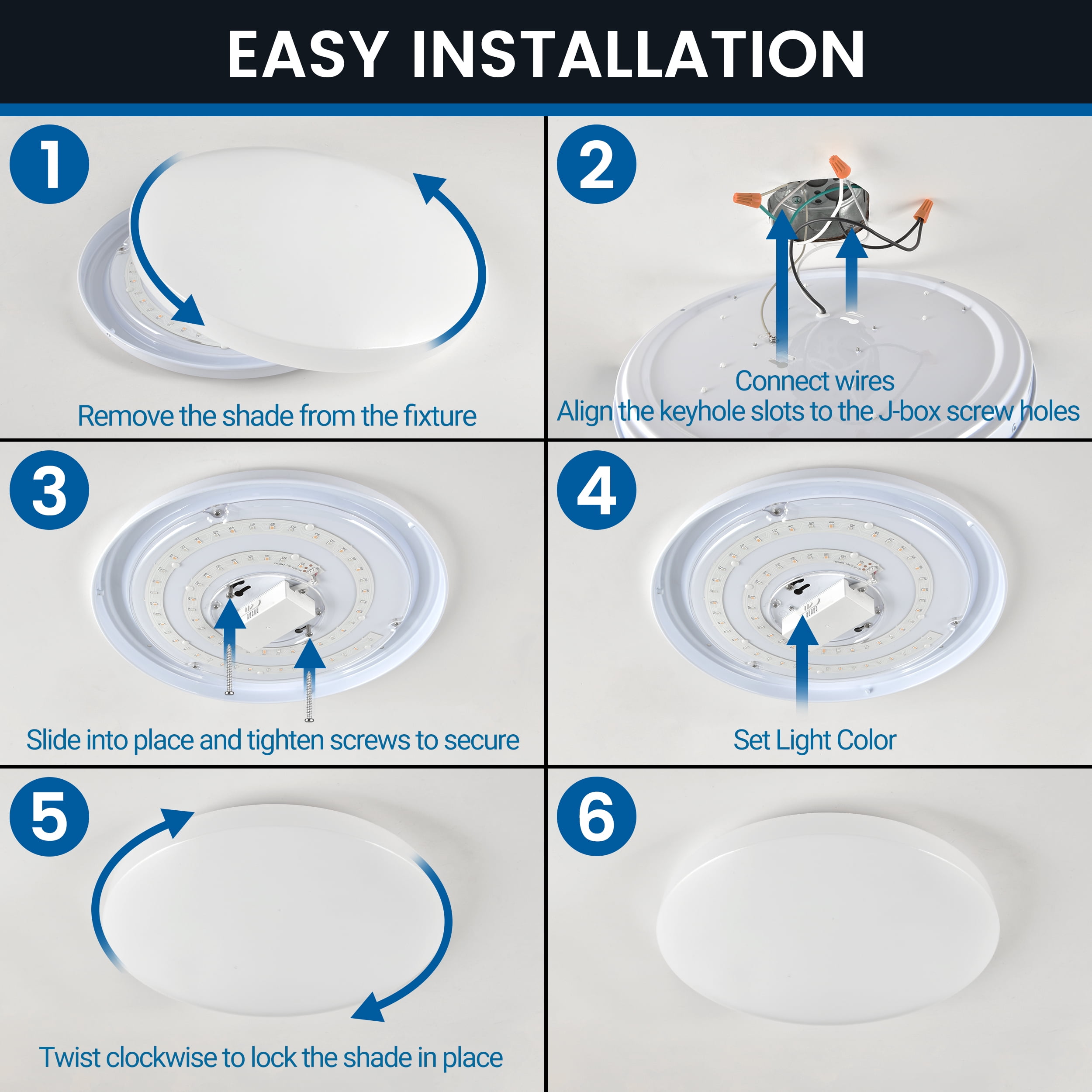 Mainstays 13 Inch Flush Mount LED Ceiling Light with 5CCT Selectable Color Temperatures (2 Pack)