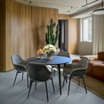 thumbnail image 3 of LeisureMod Markley Modern Leather Dining Arm Chair With Metal Legs Set of 4, 3 of 10