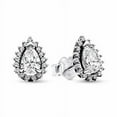 thumbnail image 4 of PANDORA Sparkling Pear Halo Stud Earrings, Sterling silver, With Gift Box, 4 of 5