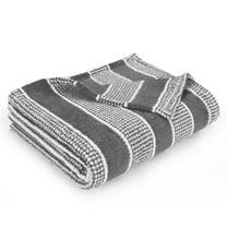 Tirrinia Striped Acrylic Blanket TV Throw 50" x 60", Super Soft Warm Comfy Blankets Bedding Couch Cabin Decorative All Season Throws, Gray