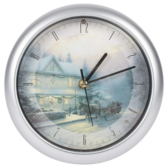 Mark Feldstein & Associates Thomas Kinkade Victorien IV Horloge Murale de Noël Ton Argent 8 x 8