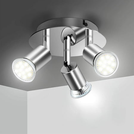 Plafonnier LED 3 Spot Orientable Luminaire Plafonnier 3xGU10 éclairage de  Plafond Angle Réglable Spot LED 220V Luminaire Intérieur pour Chambre  Cuisine Salon Couloir (Sans Ampoules)