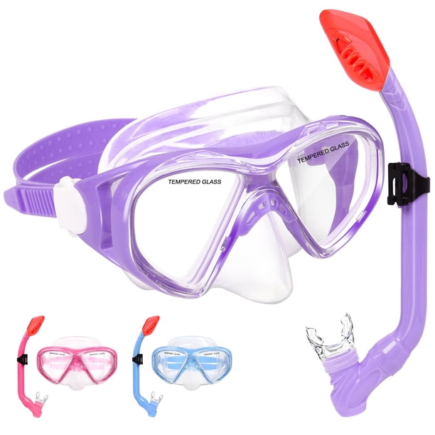 Set de Snorkel ACQCES Infantil con Tapa Seco para Niños de 5 a 15 años con Máscara y Tubo de Respiración