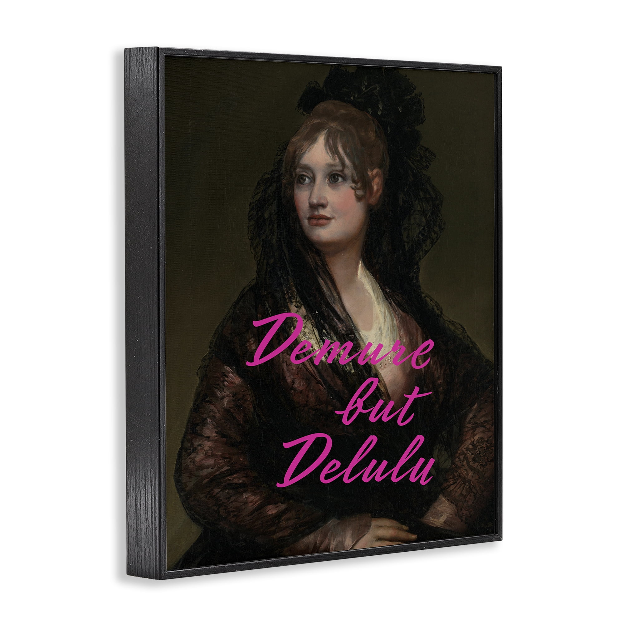 Stupell Industries Iconic Demure But Delulu Black Framed Giclee Art, design by Grotto Studios