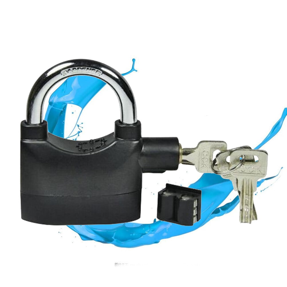 Kkewar Alarm Padlock,Alarm Padlock Anti-Theft Security System for Door Motor with High Decibel (Black)