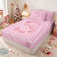 thumbnail image 3 of Manfei Initial Zipper Full Size Comforter Sets with Fitted Sheet and 2 Pillowcases Christmas Zipper Bedding Set, Pink H, Pink Reversible, 3 of 7