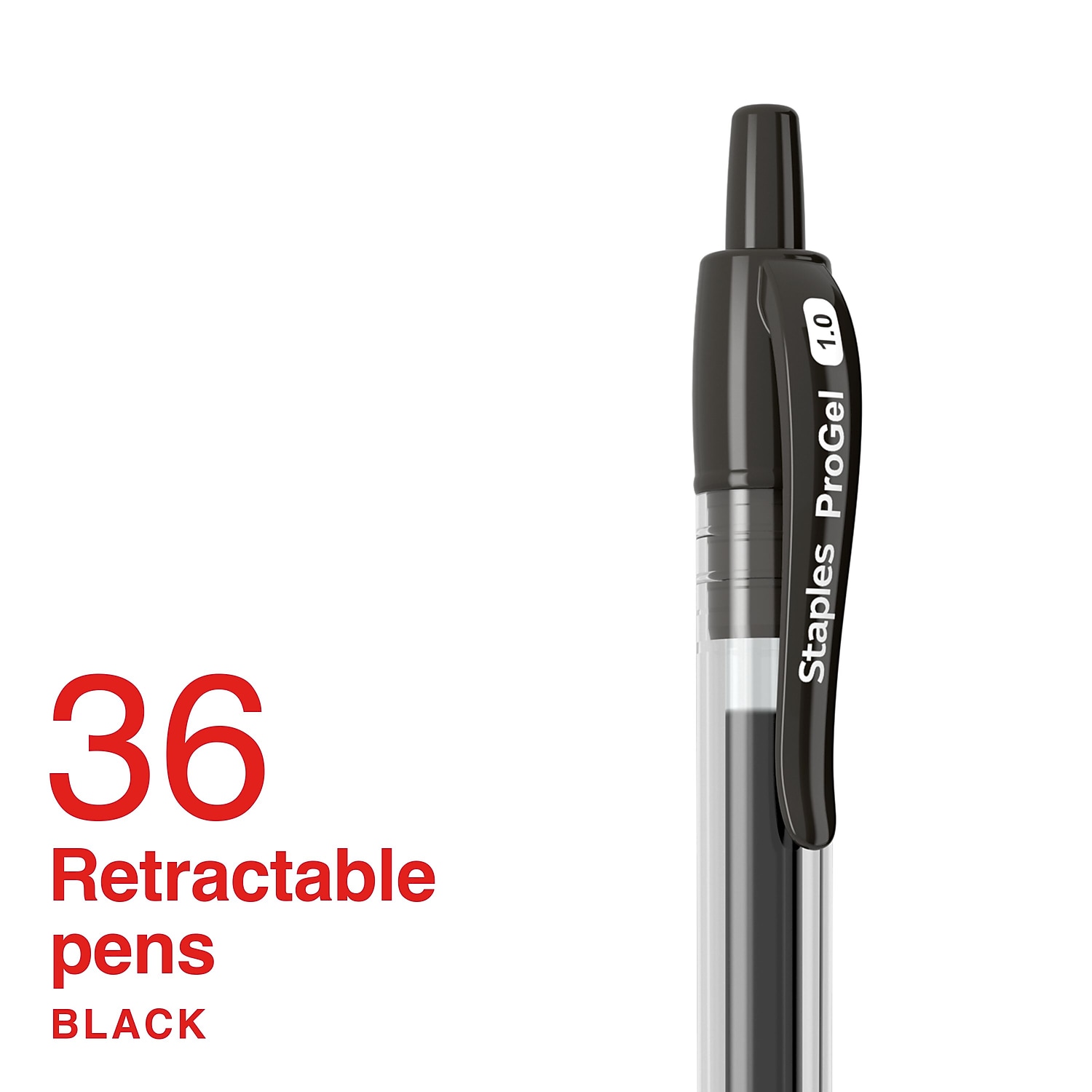 Staples ProGel Retractable Gel Pen Bold Point 1.0mm Black Ink 36 Pack (ST62586)