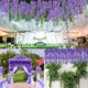 thumbnail image 4 of Godom - Guirnalda de 12 flores artificiales colgantes de glicina morada, decoración para bodas, 1,1 m, flores de seda, arco para bodas, fiestas, exteriores, hogar, Navidad, 4 of 6