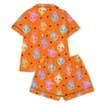thumbnail image 4 of HEVRJEWJD Girls Halloween Pajamas Cute Pumpkin Ghost Print Short Sleeve Shirt Elastic Pants 2 Piece Pajama Set Kids Nightwear Orange14 13-14 Years, 4 of 4