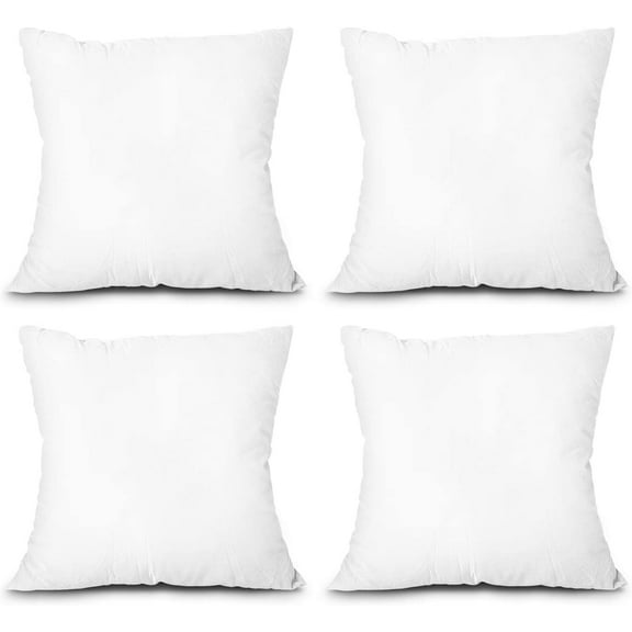 Throw Pillow Insert, Lightweight Soft Polyester Down Alternative Decorative Pillow, Sham Stuffer, Machine Washable 12x12 (White, 4 Count (Pack of 1))