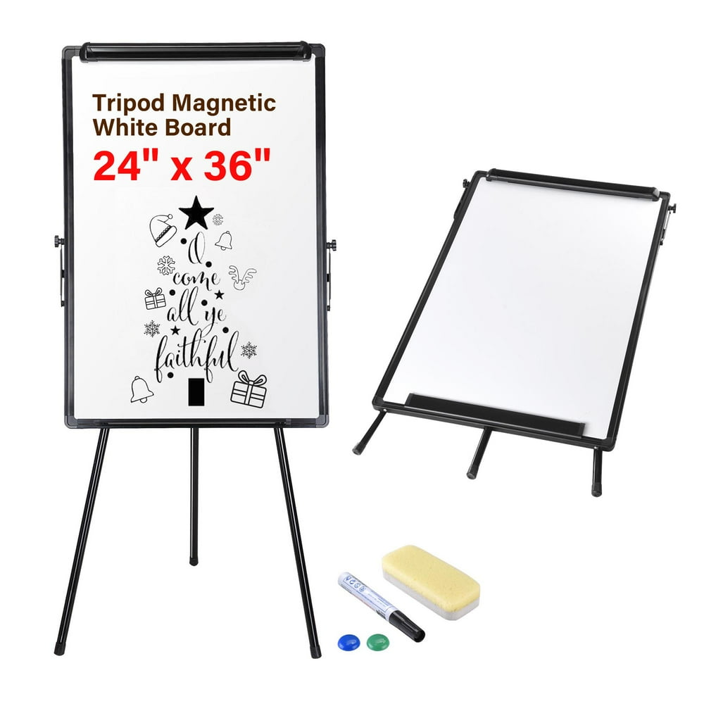 Height Adjustable Tripod Whiteboard 24"x36" Portable Dry Erase Board Black