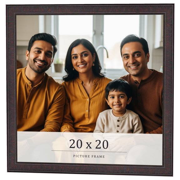 20x20 Rustic Brown Real Wood Picture Frame Width 0.75 inches | Interior Frame Depth 0.5 inches |