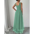 thumbnail image 2 of Mint Green Sleeveless V-Neck Floor-Length Maxi Dress With Faux Pearl Embellishment And Sheer Tulle Hem, 2 of 5