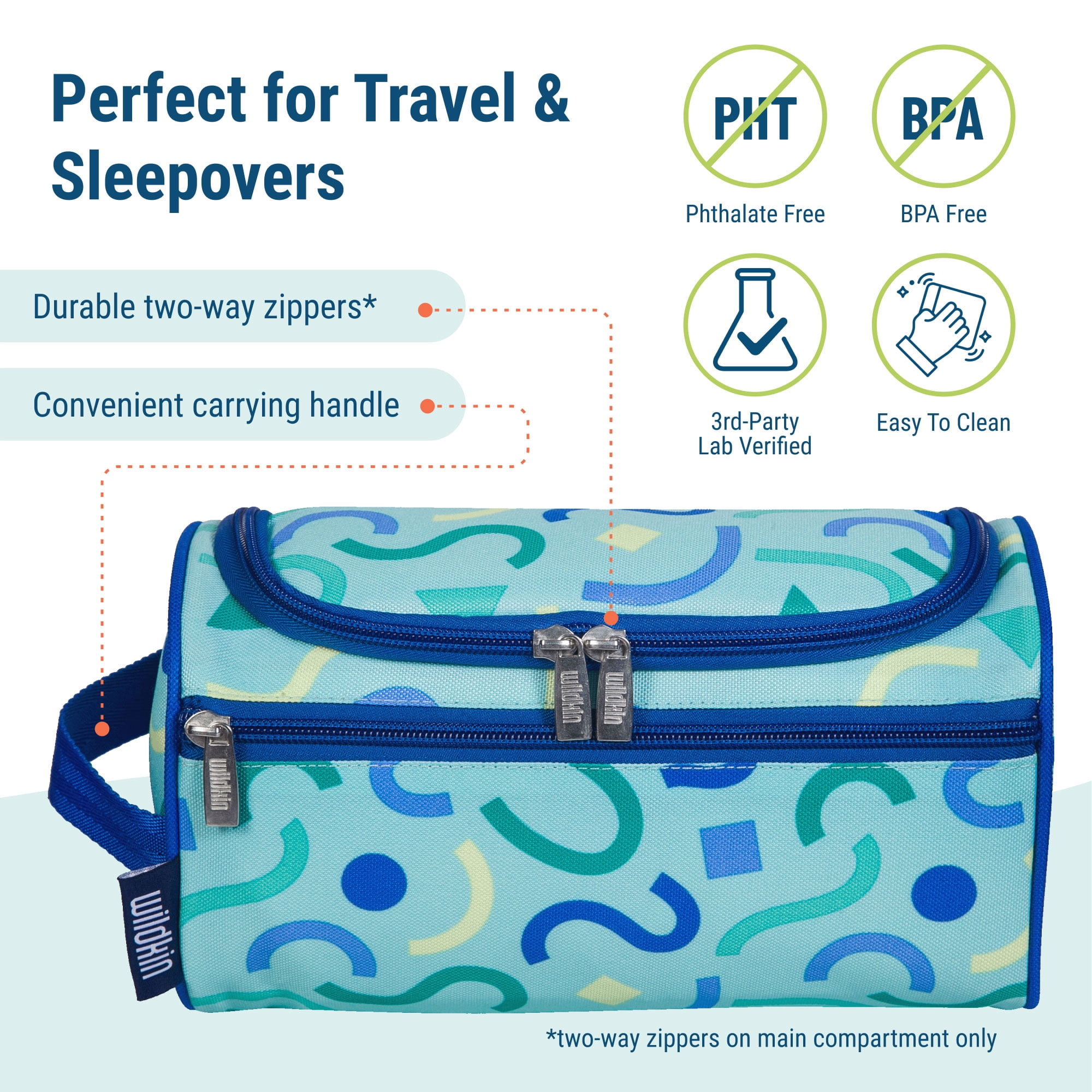 Wildkin Kids Travel Toiletry Bag (Confetti Blue)