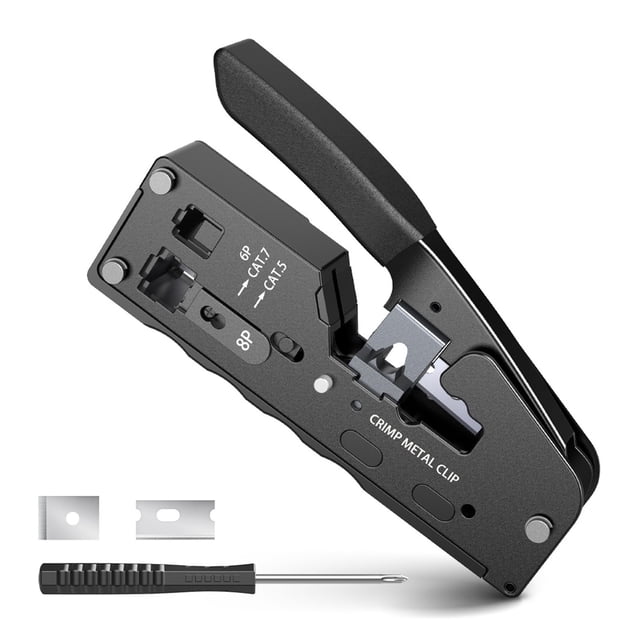 Rj45 Outil de Serrage CAT7 pour Passage Connecteur RJ11 RJ 45 Fiches Modulaires CAT6 avec Coupe-Fil, Multi Fonction