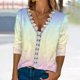 thumbnail image 1 of Puntoco - Camiseta de moda para mujer con estampado floral de encaje, blusa de manga tres cuartos con cuello en V, tops casuales Puntoco Puntoco-127, 1 of 5