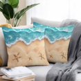 thumbnail image 2 of Throw Pillow Covers 16x16 Inch Set of 2, Ocean Beach Waterproof Outdoor Pillow Covers, Starfish Sea Waves Coastal Seaside Sand Decorative Cushion Pillowcases for Couch, Sofa, Bed, Garden, Patio, 2 of 9