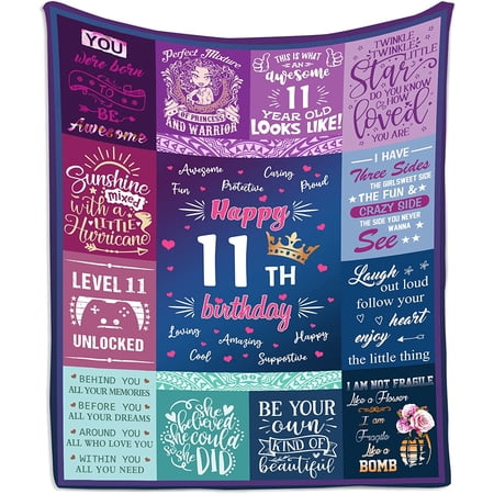 11 Year Old Girl Gift Ideas Blankets 50×60 Gifts for 11 Year Old Girls Birthday Gifts for 11 Year Old Girls 11th Birthday Gift for Girls 11th Birthday Decorations for Girls Throw Blanket