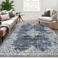 thumbnail image 2 of Living Room Rug 8x10 Washable Rug Vintage Bedroom Rug Large Area Rug Distressed Non Slip Throw Rugs Soft Non Shedding Low Pile Stain Resistant Carpet for Office Dining Room 8'x10' Blue, 2 of 9